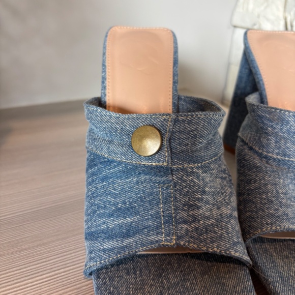 Slip-on Indigo Denim Heels - 4 inch - Picture 6 of 7